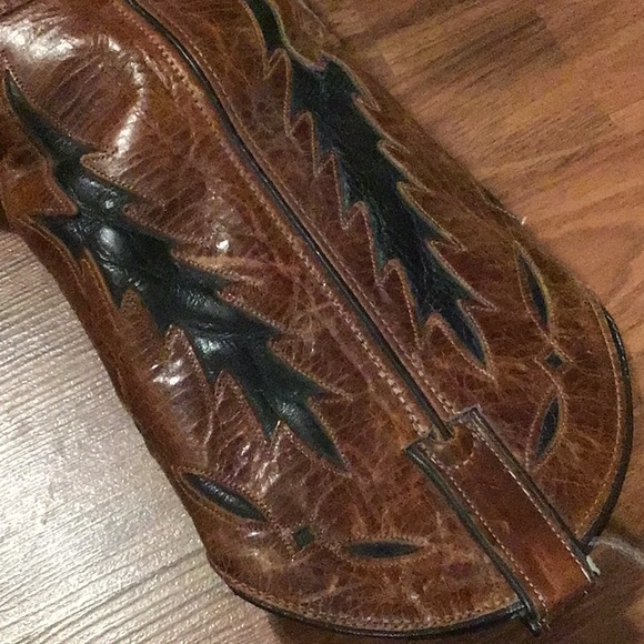 Vintage snakeskin leather cowboy boots high Sz 7.5 M - Picture 11 of 16